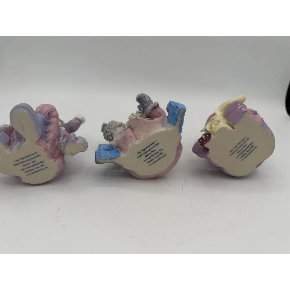 🎄Home Interiors Sugar Plum Santa's–Set of 3 Figurines–Funny, Sparkly, Cute!🎅❄️